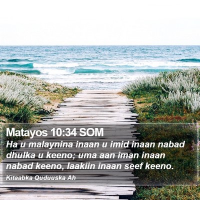 Matayos 10:34 SOM Bible Verse Image