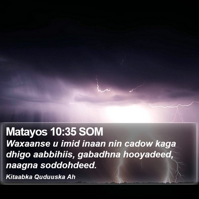 Matayos 10:35 SOM Bible Verse Image