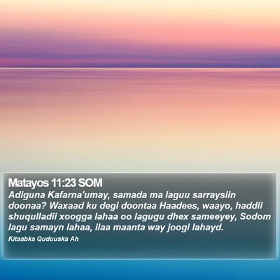 Matayos 11:23 SOM Bible Verse Image