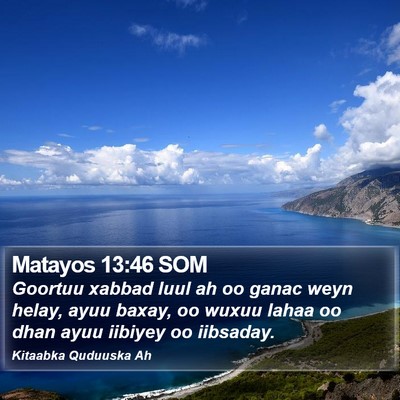 Matayos 13:46 SOM Bible Verse Image