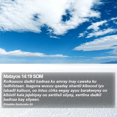 Matayos 14:19 SOM Bible Verse Image