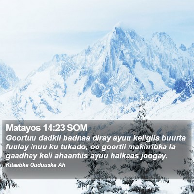 Matayos 14:23 SOM Bible Verse Image