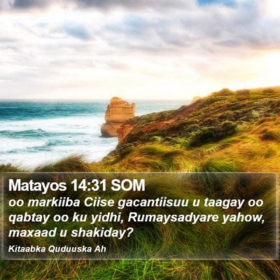 Matayos 14:31 SOM Bible Verse Image