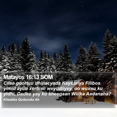Matayos 16:13 SOM Bible Verse Image