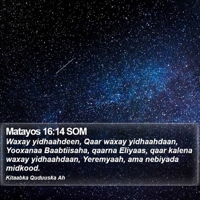 Matayos 16:14 SOM Bible Verse Image