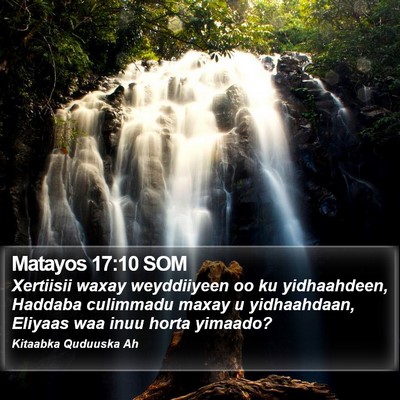 Matayos 17:10 SOM Bible Verse Image