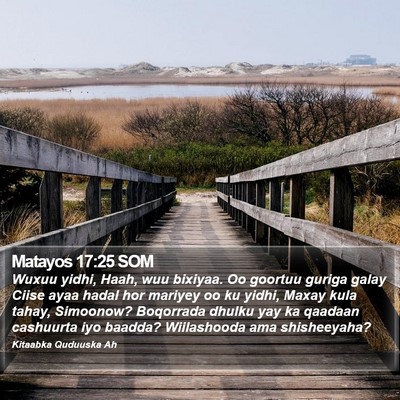 Matayos 17:25 SOM Bible Verse Image