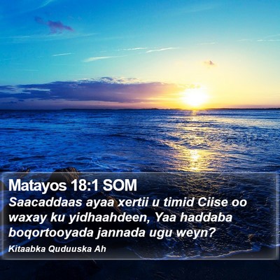 Matayos 18:1 SOM Bible Verse Image