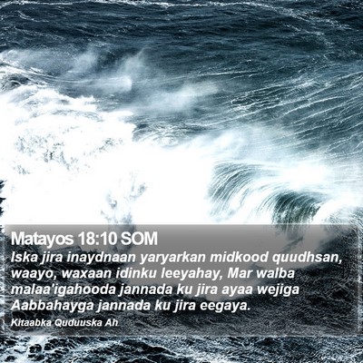 Matayos 18:10 SOM Bible Verse Image