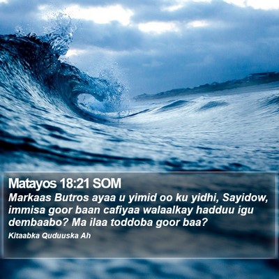 Matayos 18:21 SOM Bible Verse Image