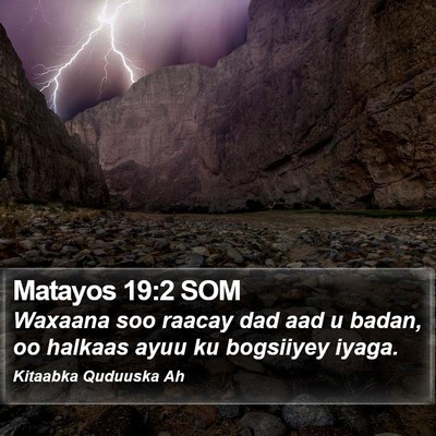 Matayos 19:2 SOM Bible Verse Image