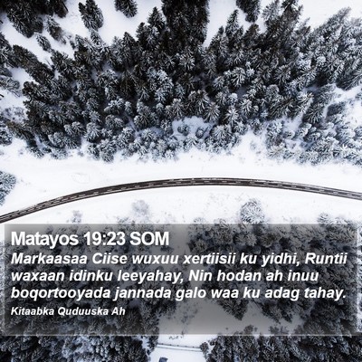 Matayos 19:23 SOM Bible Verse Image