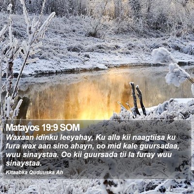 Matayos 19:9 SOM Bible Verse Image