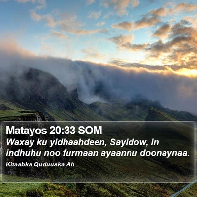 Matayos 20:33 SOM Bible Verse Image