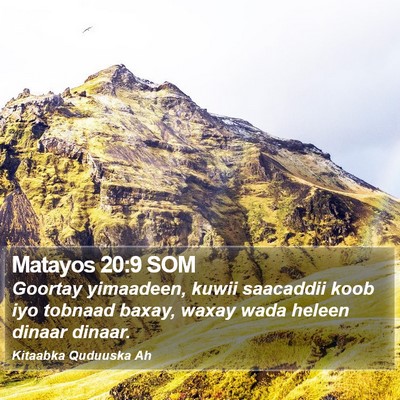 Matayos 20:9 SOM Bible Verse Image