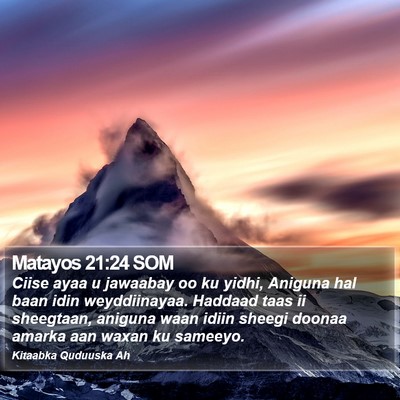 Matayos 21:24 SOM Bible Verse Image