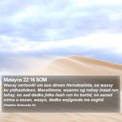 Matayos 22:16 SOM Bible Verse Image