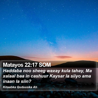 Matayos 22:17 SOM Bible Verse Image