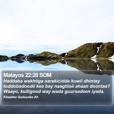 Matayos 22:28 SOM Bible Verse Image