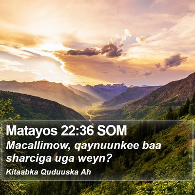 Matayos 22:36 SOM Bible Verse Image