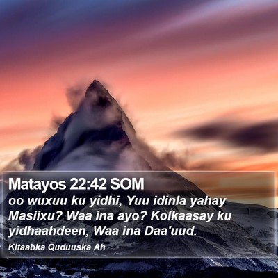 Matayos 22:42 SOM Bible Verse Image