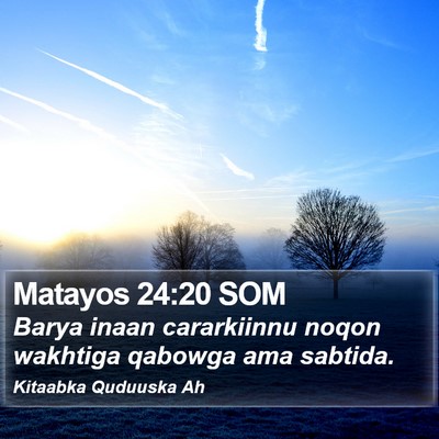 Matayos 24:20 SOM Bible Verse Image