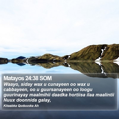 Matayos 24:38 SOM Bible Verse Image