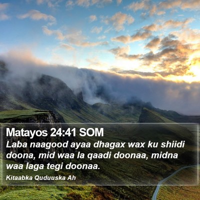 Matayos 24:41 SOM Bible Verse Image
