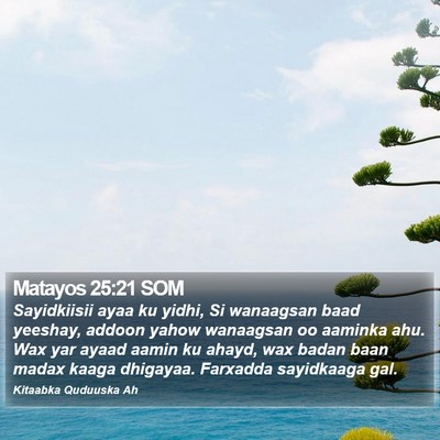 Matayos 25:21 SOM Bible Verse Image