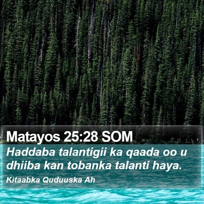 Matayos 25:28 SOM Bible Verse Image