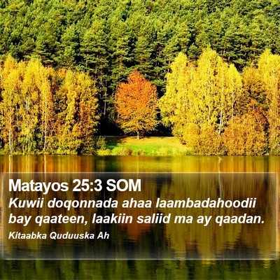 Matayos 25:3 SOM Bible Verse Image