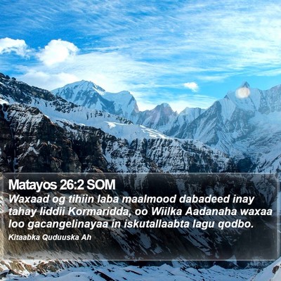 Matayos 26:2 SOM Bible Verse Image