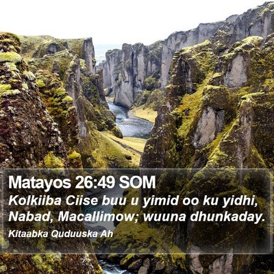 Matayos 26:49 SOM Bible Verse Image