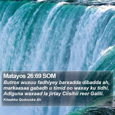 Matayos 26:69 SOM Bible Verse Image