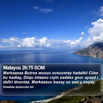Matayos 26:75 SOM Bible Verse Image