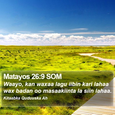 Matayos 26:9 SOM Bible Verse Image