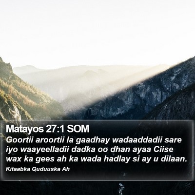 Matayos 27:1 SOM Bible Verse Image
