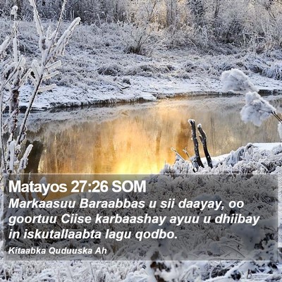 Matayos 27:26 SOM Bible Verse Image