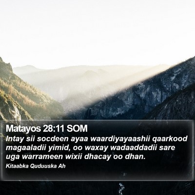 Matayos 28:11 SOM Bible Verse Image