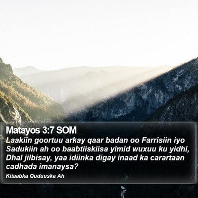 Matayos 3:7 SOM Bible Verse Image