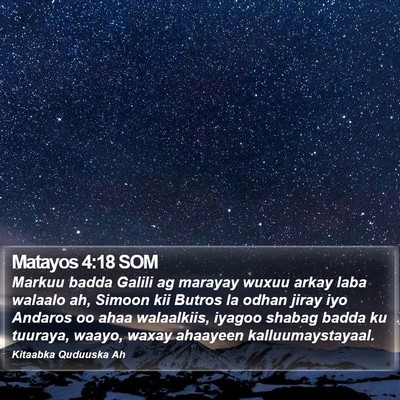 Matayos 4:18 SOM Bible Verse Image