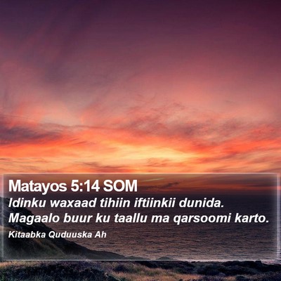 Matayos 5:14 SOM Bible Verse Image