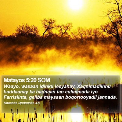Matayos 5:20 SOM Bible Verse Image