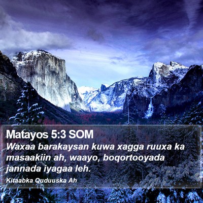 Matayos 5:3 SOM Bible Verse Image