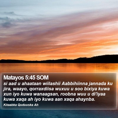 Matayos 5:45 SOM Bible Verse Image