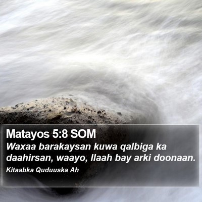 Matayos 5:8 SOM Bible Verse Image