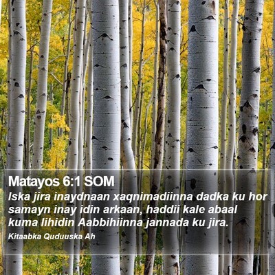 Matayos 6:1 SOM Bible Verse Image