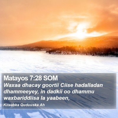 Matayos 7:28 SOM Bible Verse Image