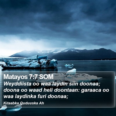 Matayos 7:7 SOM Bible Verse Image