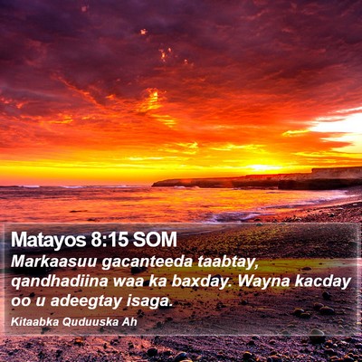 Matayos 8:15 SOM Bible Verse Image